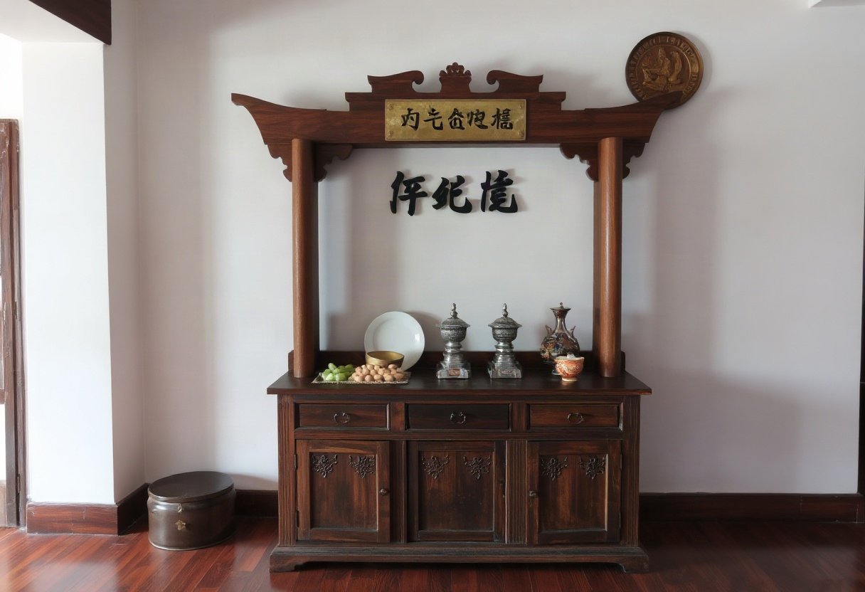 Tủ thờ được bố trí đúng phong thủy trong nhà