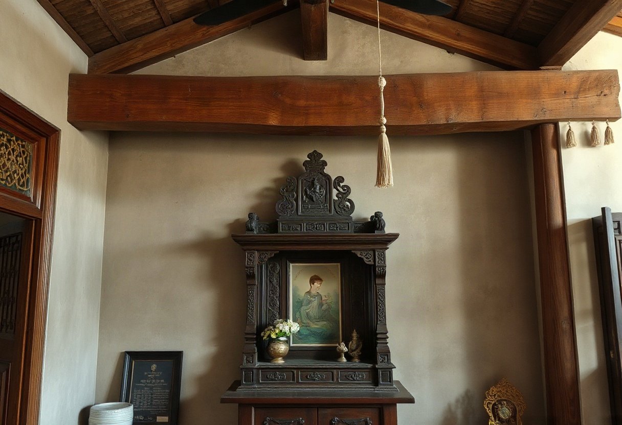 Tủ thờ dưới xà ngang