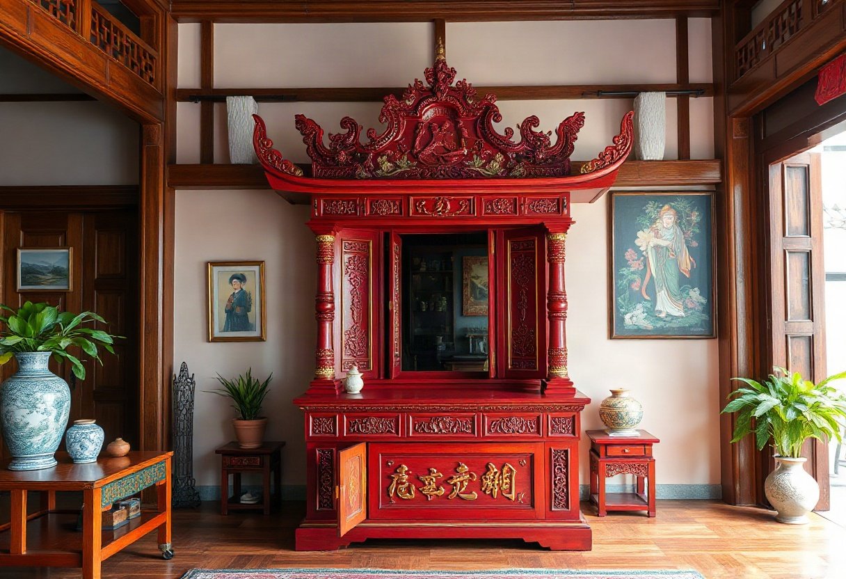Tủ thờ gỗ gõ đỏ xịn sò