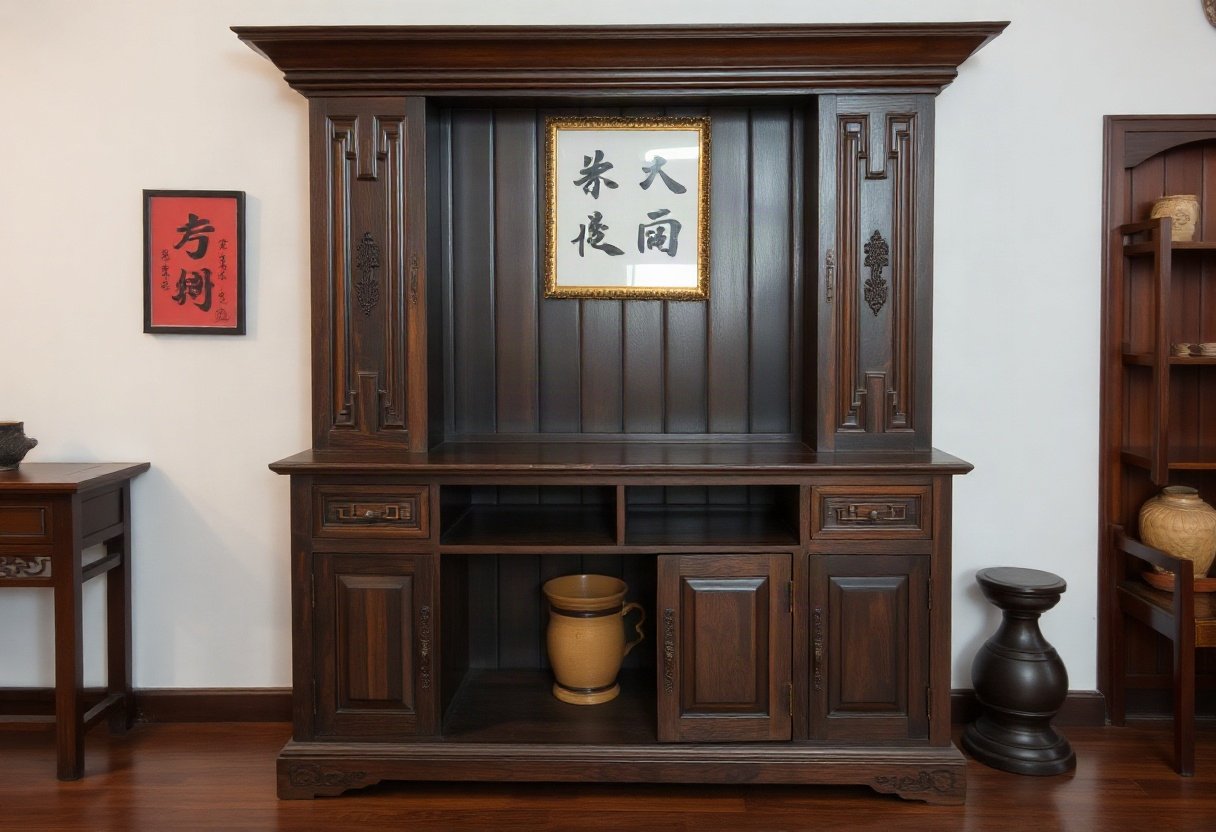 Tủ thờ gỗ gụ với kích thước phù hợp không gian