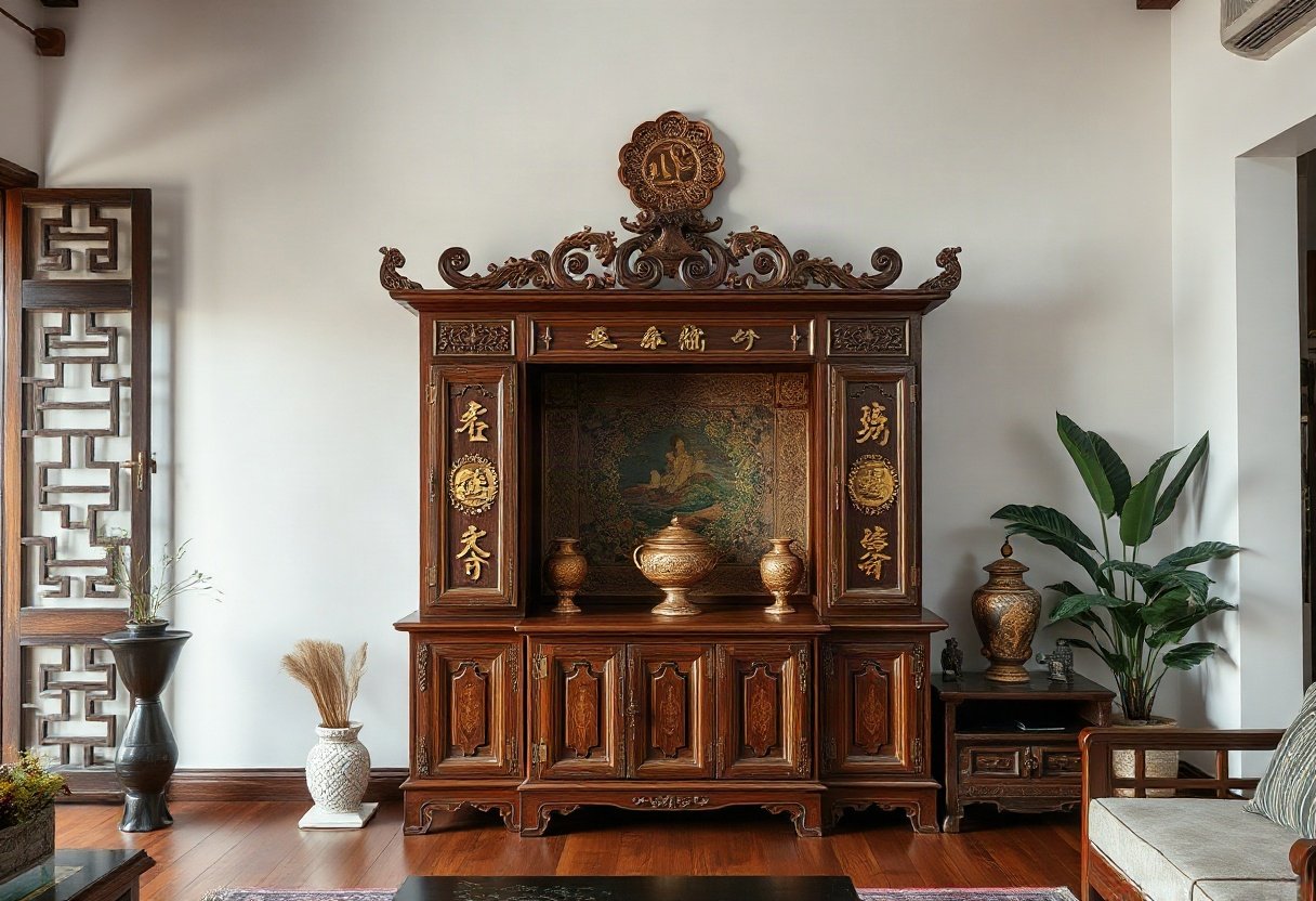 Tủ thờ theo kích thước đặt làm phù hợp với không gian sống