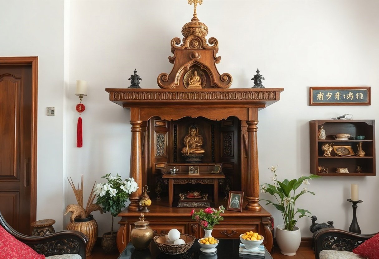 Ứng dụng bàn thờ gỗ trong không gian gia đình