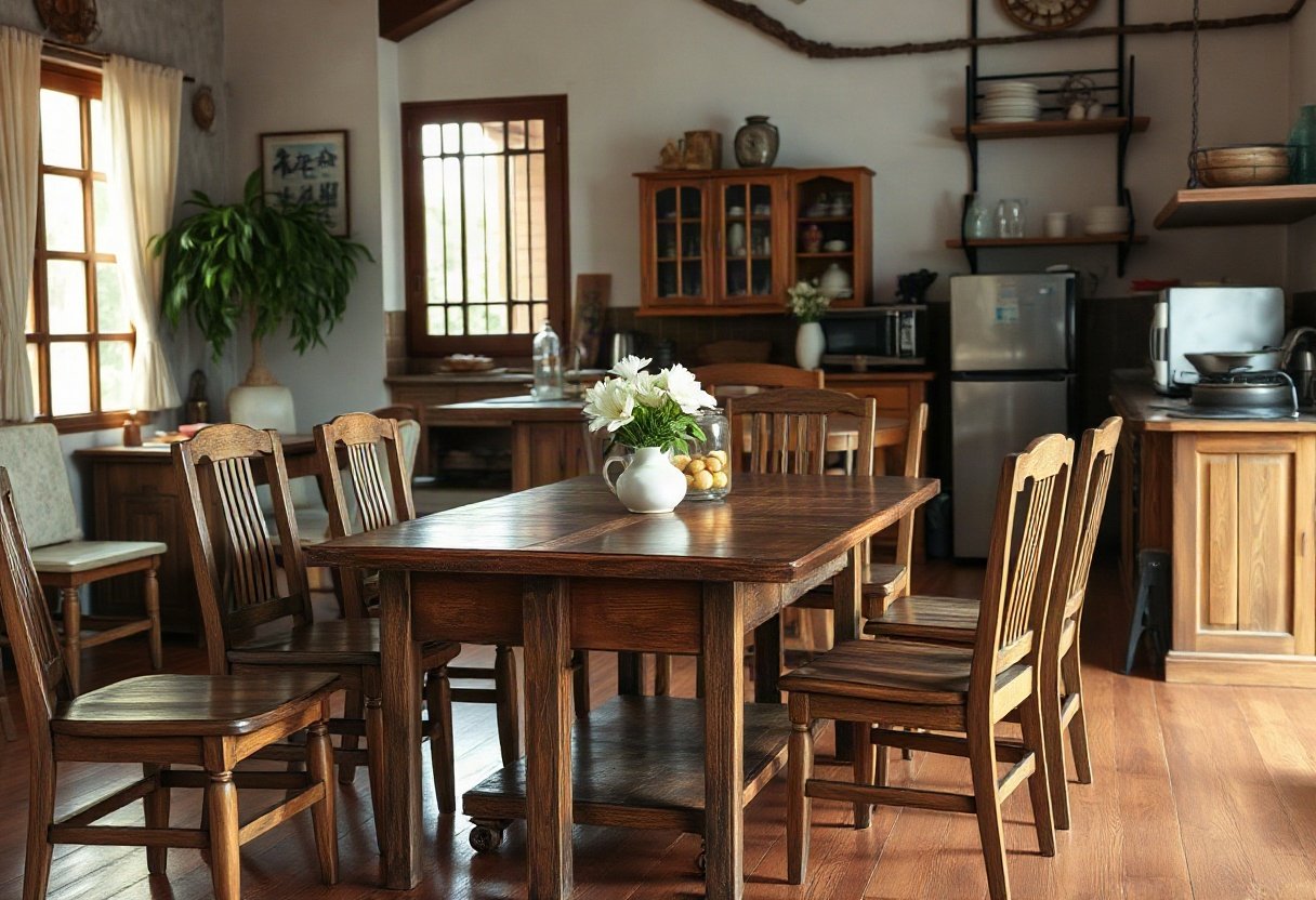 Ứng dụng của bàn ăn gỗ trong không gian sống