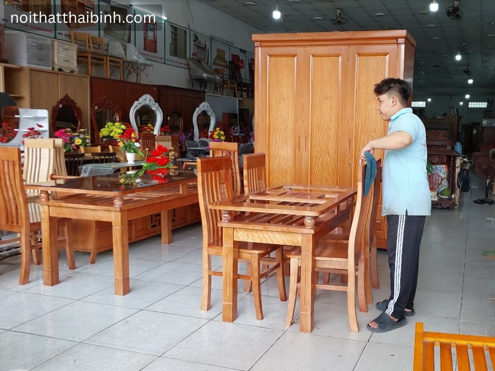 Bộ Bàn Ăn 6 Ghế Gỗ Xoan Đào Cao Cấp