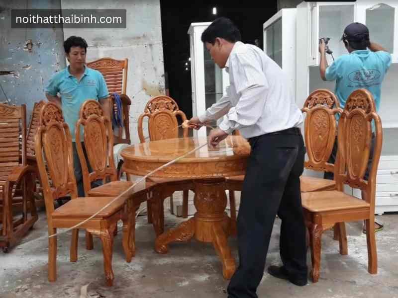 Bộ bàn ăn gỗ gõ đỏ