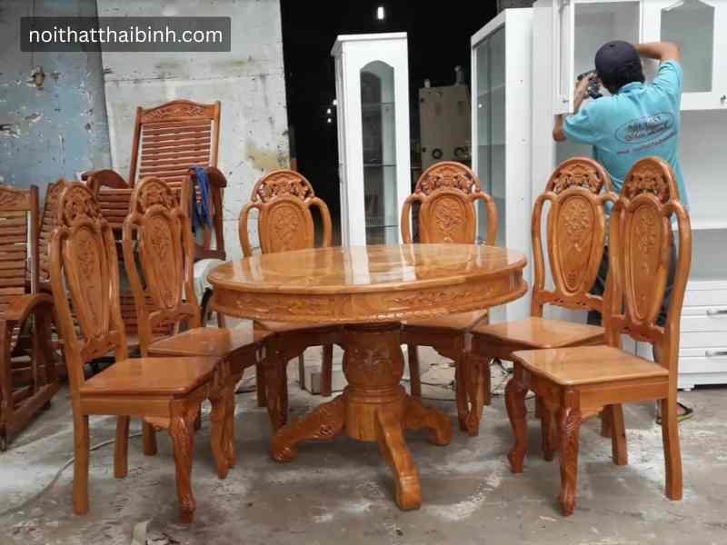 Bộ bàn ăn gỗ gõ đỏ