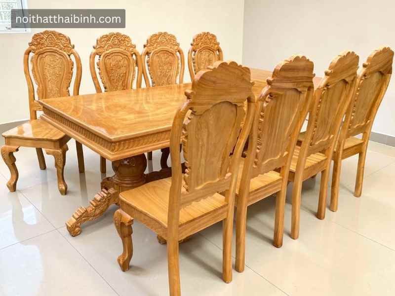 Bộ bàn ăn gỗ gõ đỏ 8 ghế