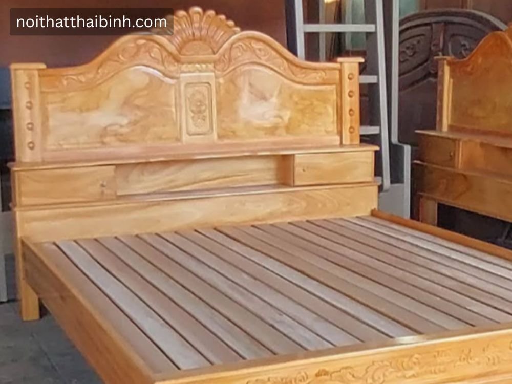 Giường ngủ gỗ gõ đỏ tự nhiên - Mã số 3097