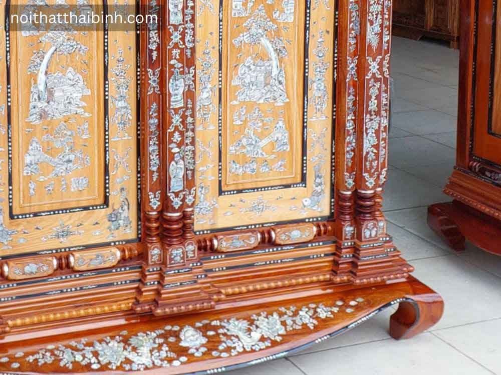 Chi tiết tủ thờ gỗ căm xe gõ