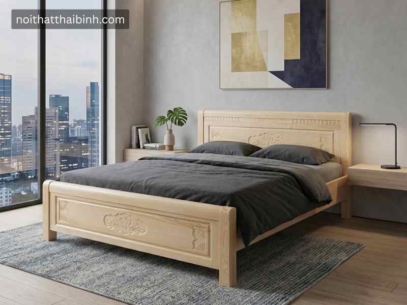Giường ngủ gỗ sồi tự nhiên