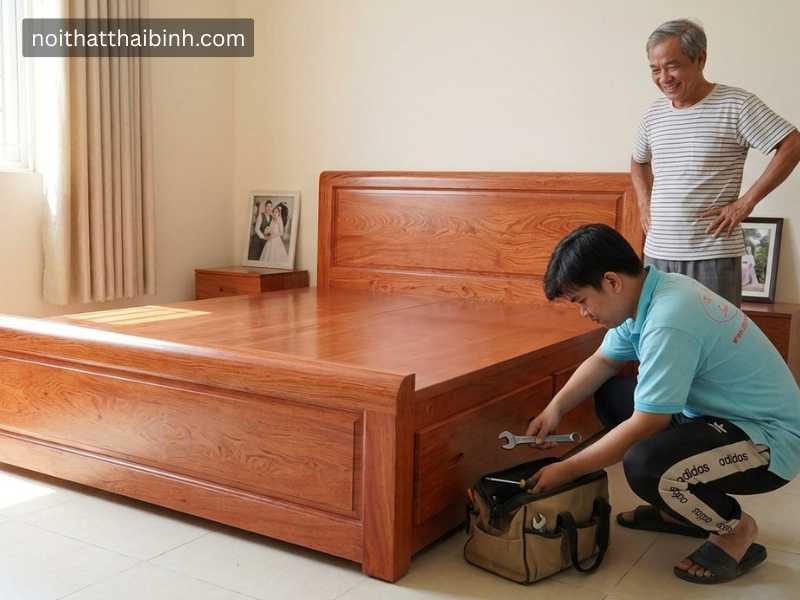 Giường ngủ gỗ vạt phản