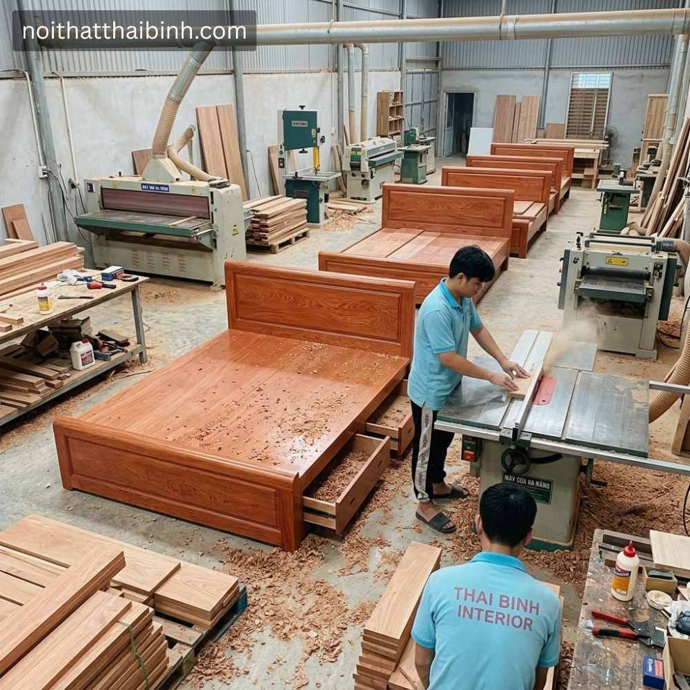 Giường ngủ gỗ vạt phản