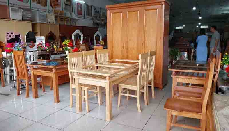 Bàn Ăn Gỗ Sồi Tự Nhiên 1m6 Cao Cấp Cho Gia Đình
