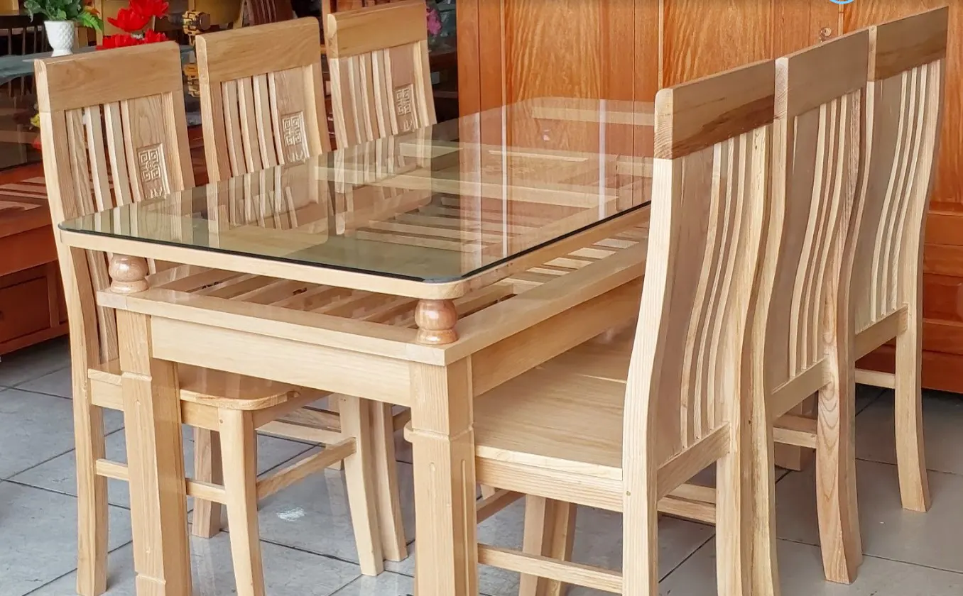 Bàn Ăn Gỗ Sồi Tự Nhiên 1m6 Cao Cấp Cho Gia Đình