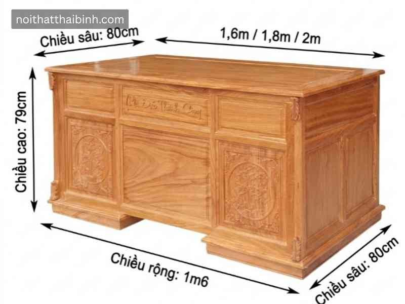 Kích thước bàn giám đốc gỗ gõ đỏ