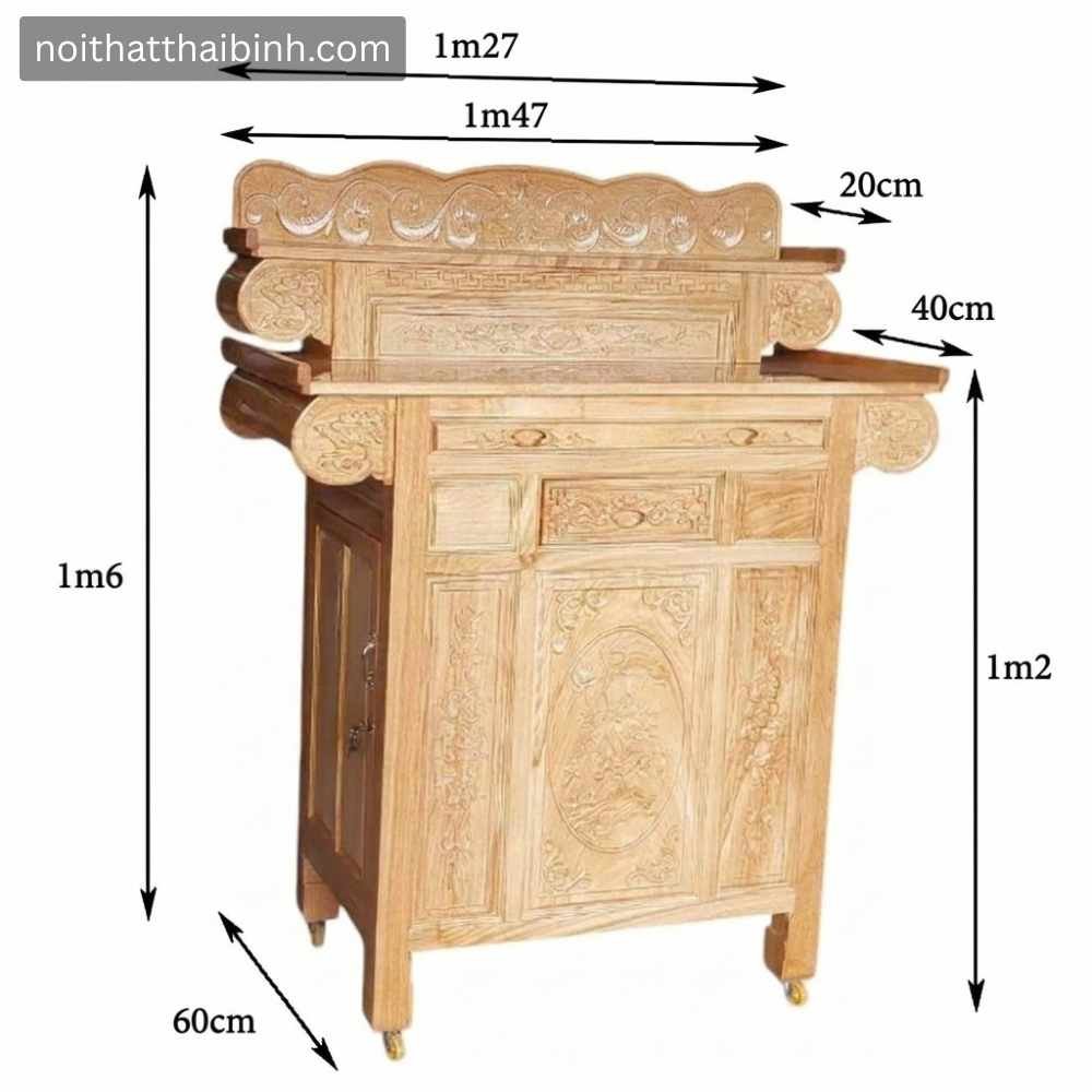 Kích thước bàn thờ hai tầng gỗ tự nhiên