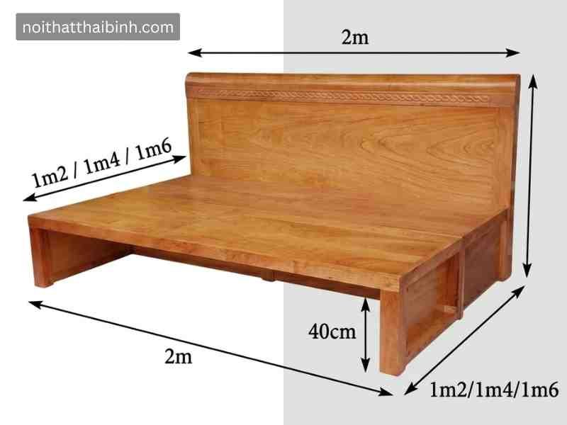 Kích thước giường gấp gỗ tự nhiên