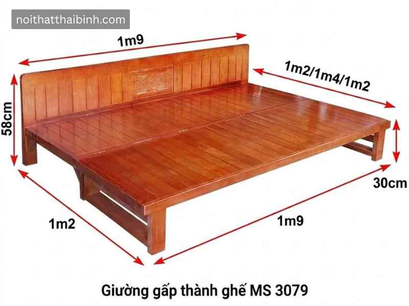 Giường gấp thành ghế bằng gỗ