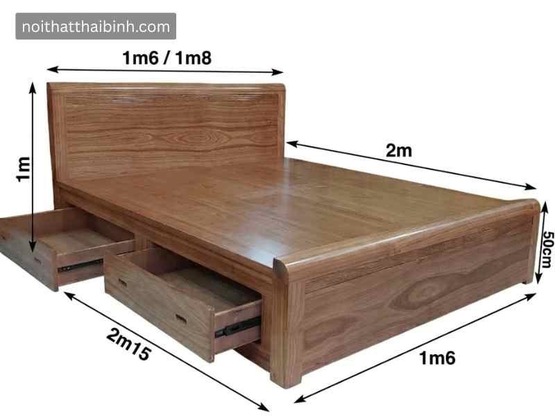 Kích thước giường ngủ gỗ tự nhiên