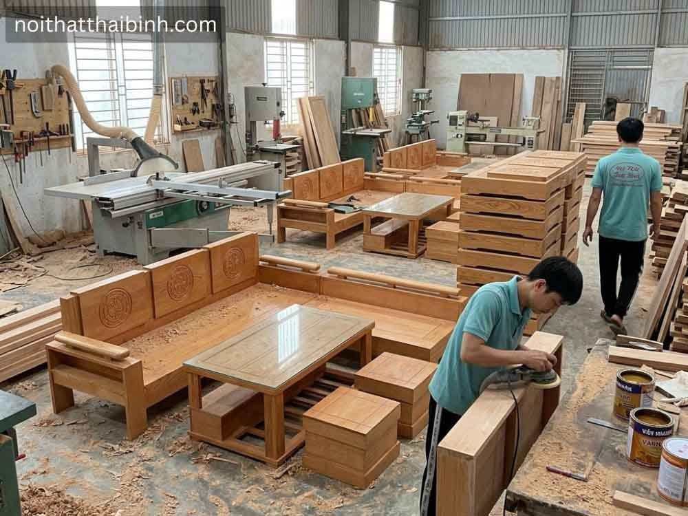 Sofa gỗ hiện đại tại xưởng mộc đồ gỗ Thái Bình