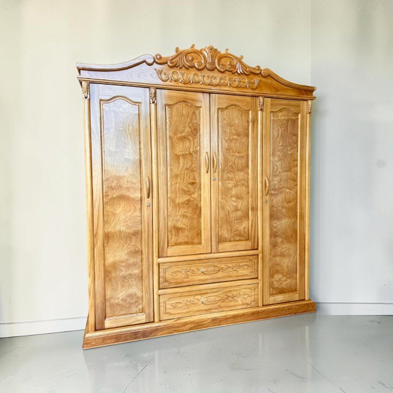 Tủ áo gỗ gõ đỏ 4 cánh