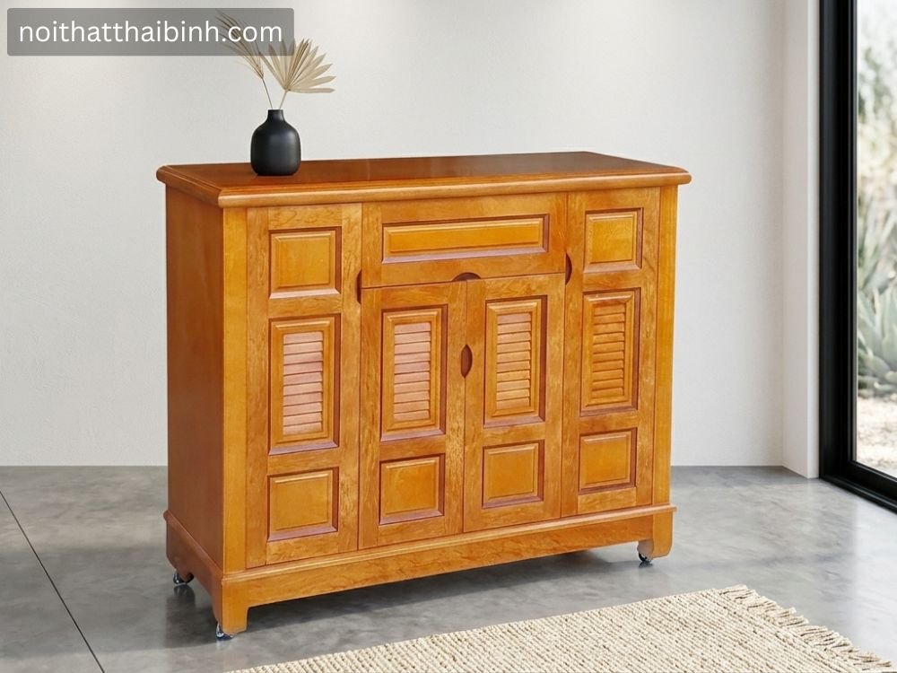 Tủ giày gỗ xoan đào 1m2
