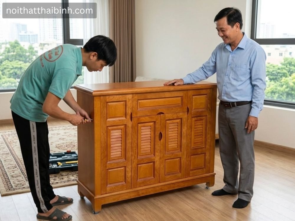 Tủ giày gỗ xoan đào cao cấp