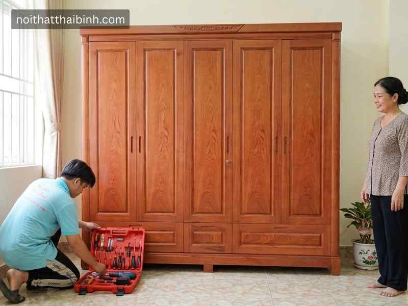 Tủ quần áo gỗ 5 cánh tại nhà Chị Hương (Bình Thạnh, TP.HCM)