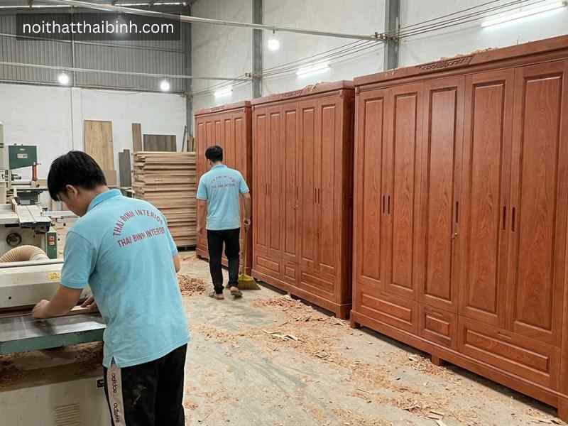Tủ quần áo gỗ 5 cánh tại xưởng mộc đồ gỗ Thái Bình
