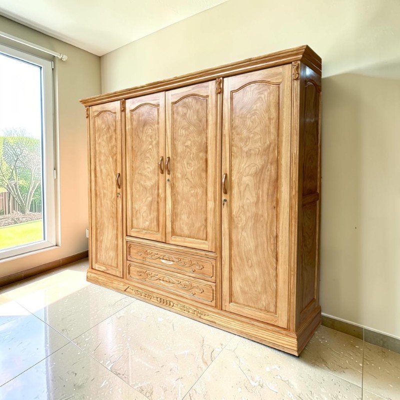 Tủ Quần Áo Gỗ Gõ Đỏ 4 Cánh TPHCM