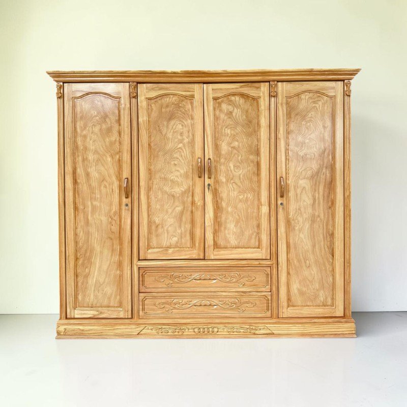 Tủ Quần Áo Gỗ Gõ Đỏ 4 Cánh TPHCM