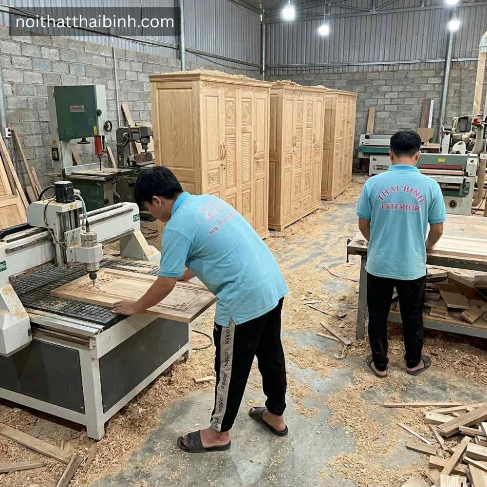 Tủ quần áo gỗ sôi tại xưởng mộc Thái Bình