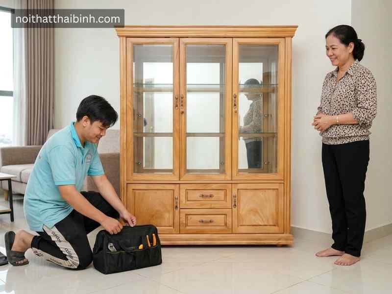 Tủ rượu gỗ gõ đỏ Chị Hương, TP. Thủ Đức, TP.HCM