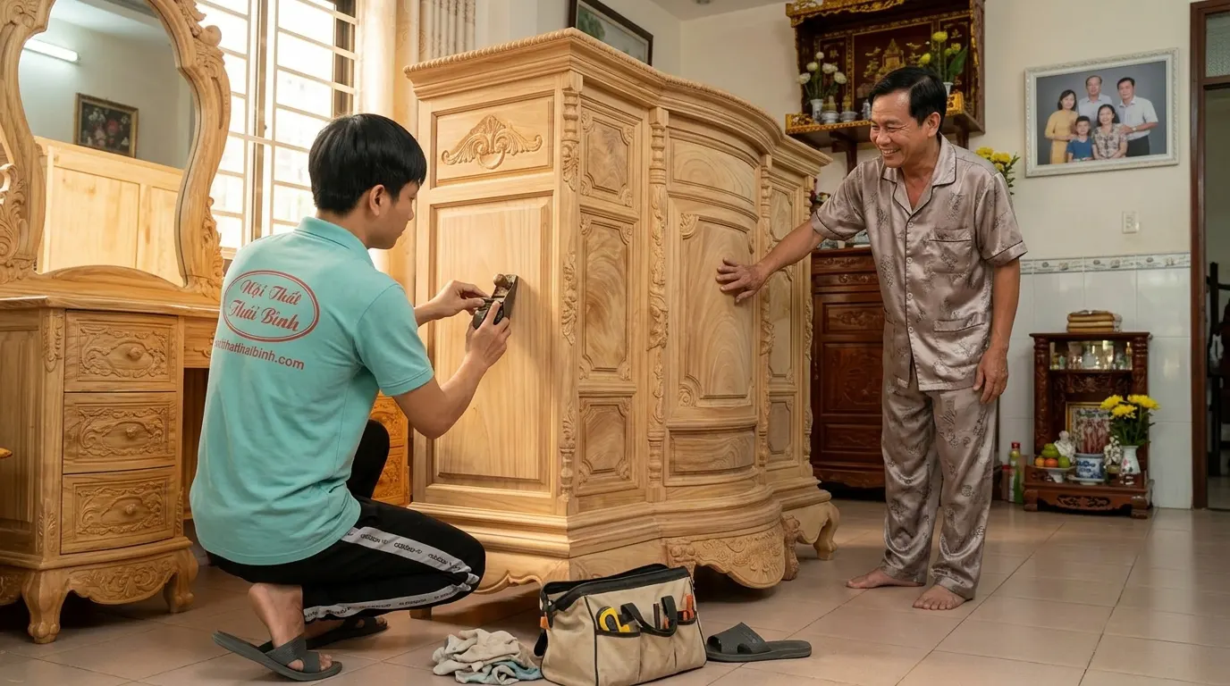 Tủ thờ gỗ gõ đỏ tự nhiên MS 2690