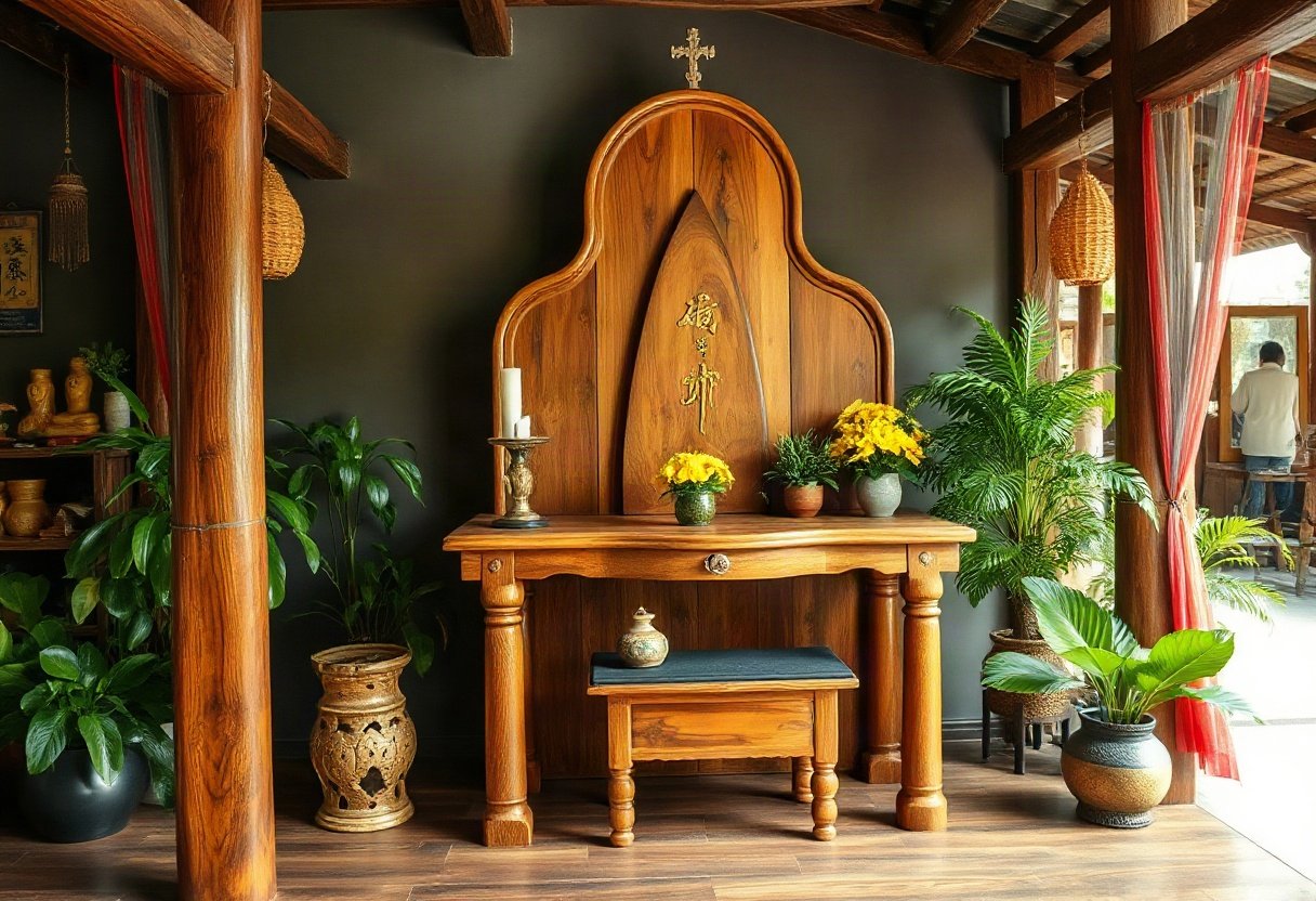 Ưu điểm của bàn thờ gỗ tự nhiên nguyên khối