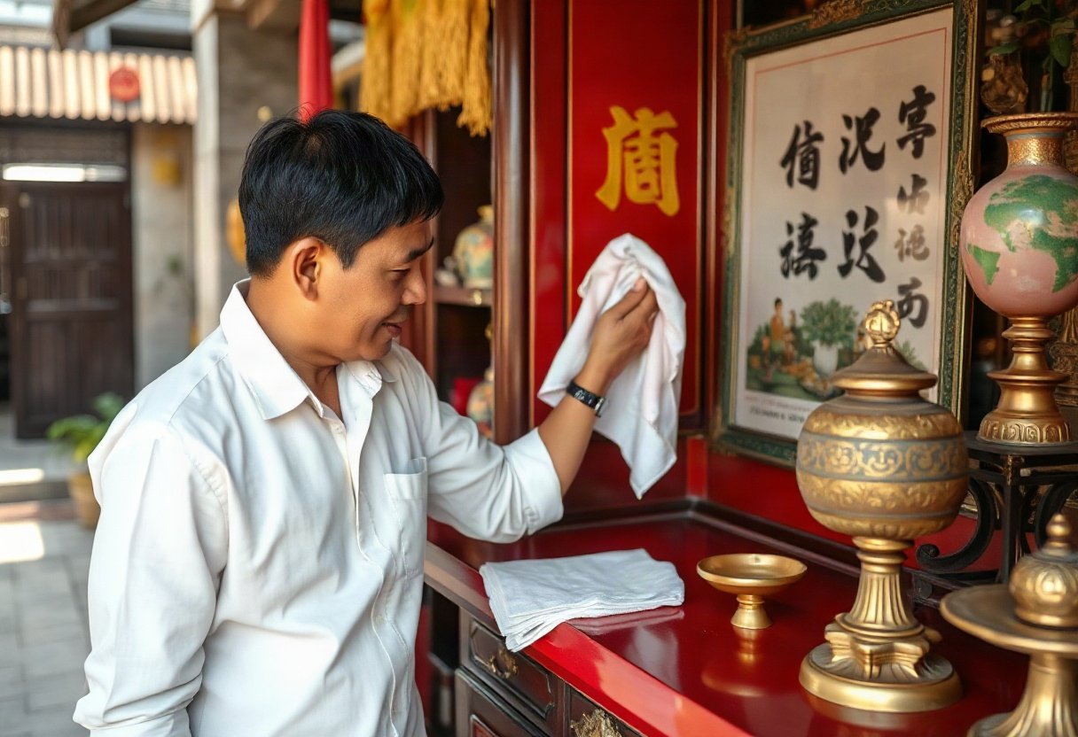 Vệ sinh bàn thờ đúng cách