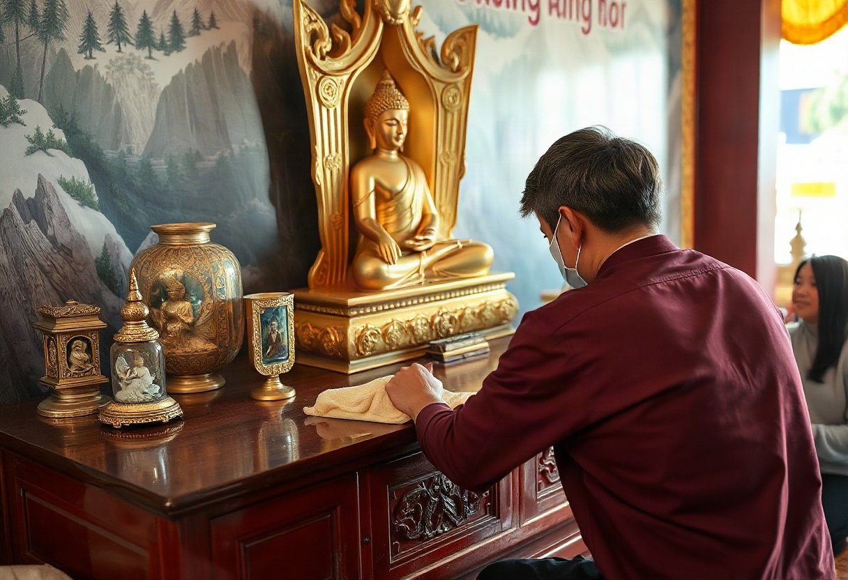 Vệ sinh bàn thờ Phật đúng cách