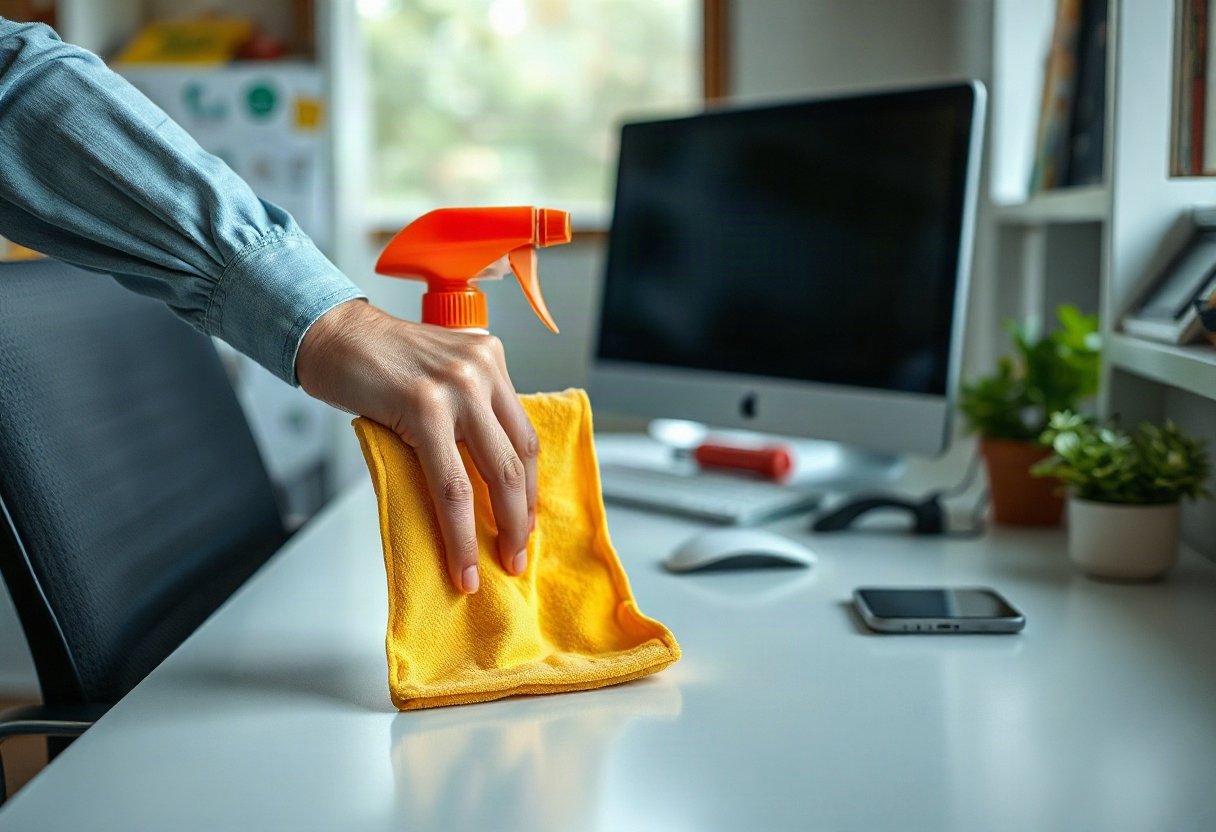 Vệ sinh bàn văn phòng để ngăn ngừa ẩm mốc